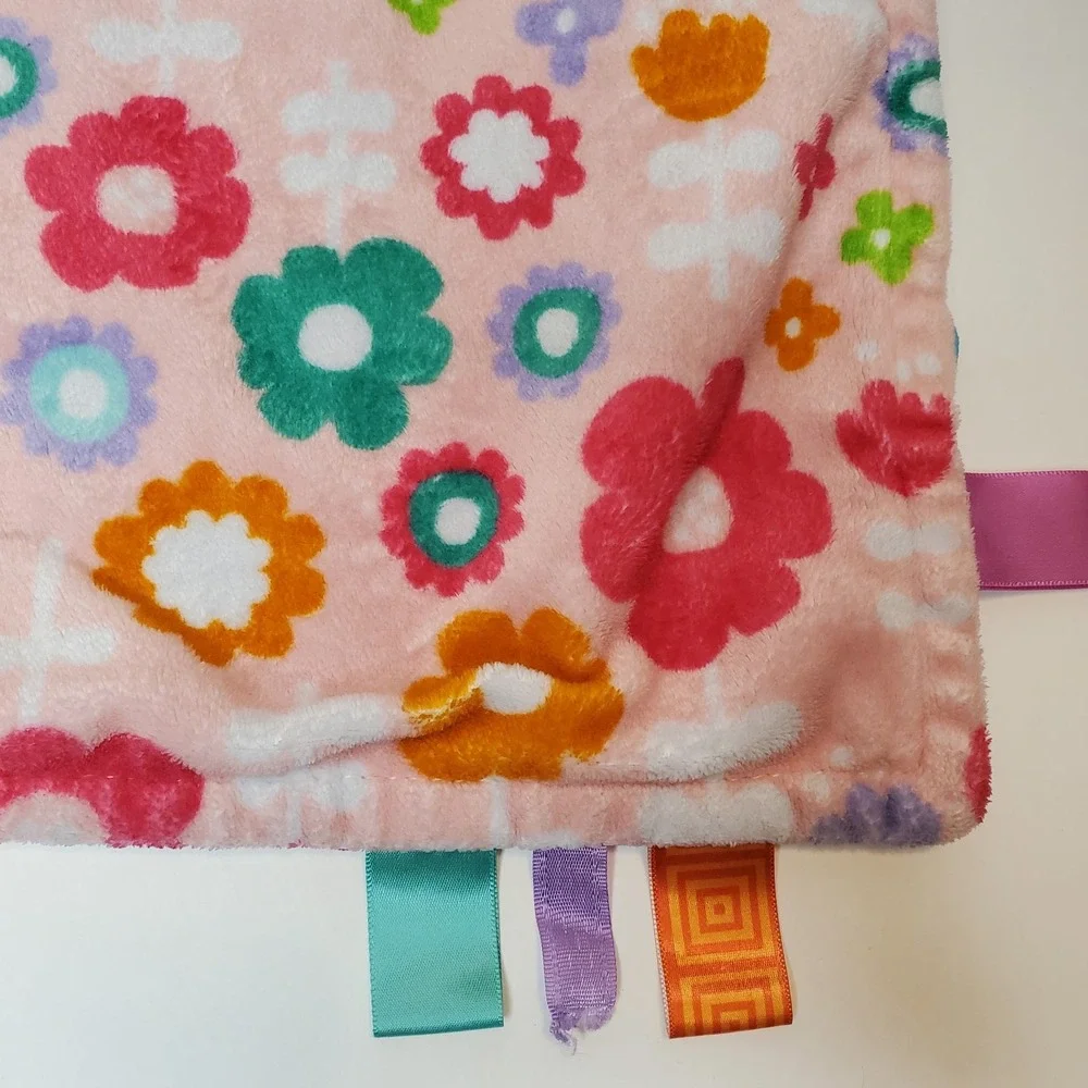 Bright Starts Taggies Security Blanket‎ Baby Lovey Pink Flowers Floral Purple